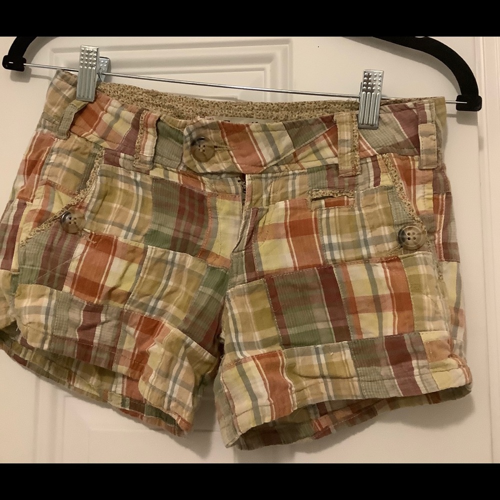 Fragile blue jeans plaid shorts size 0